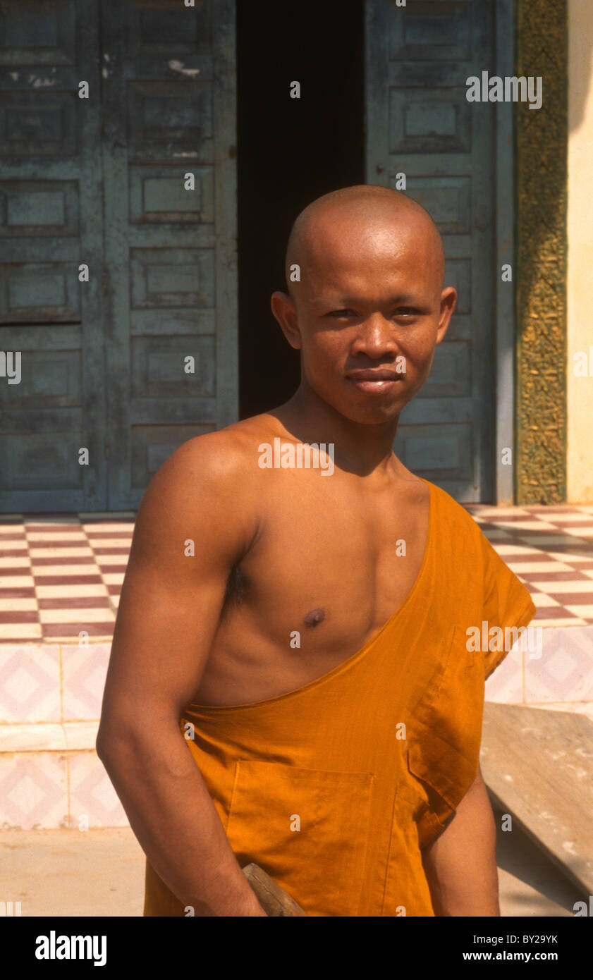 Cambodia Siem Reap monk at Killing fields Daruma Stock Photo