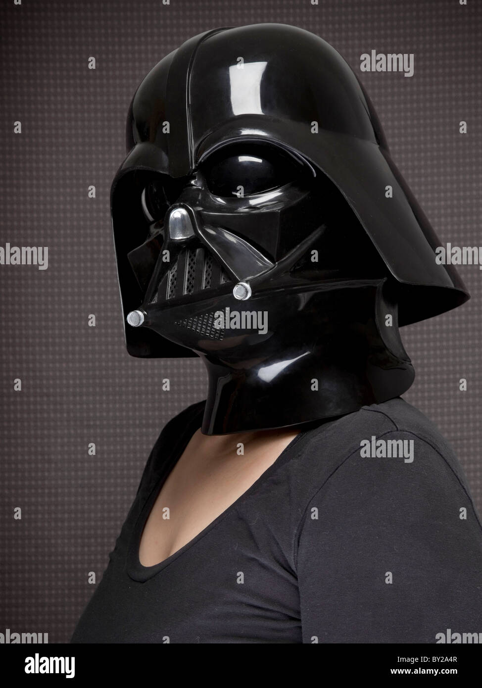 A model poses in a Dath Vader Mask Stock Photo - Alamy