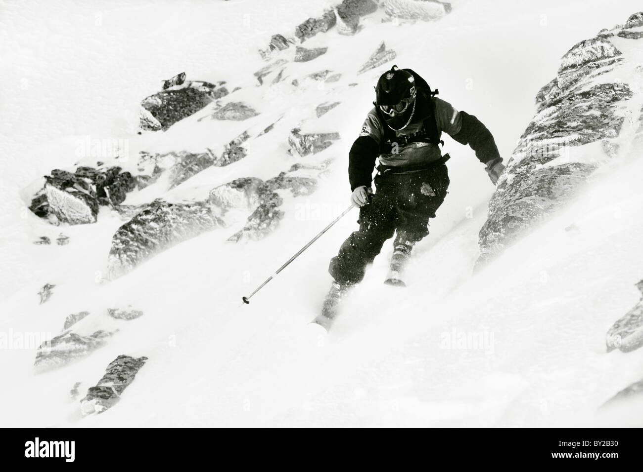One skier during El Dorado Freeride competition, Andorra Stock Photo ...