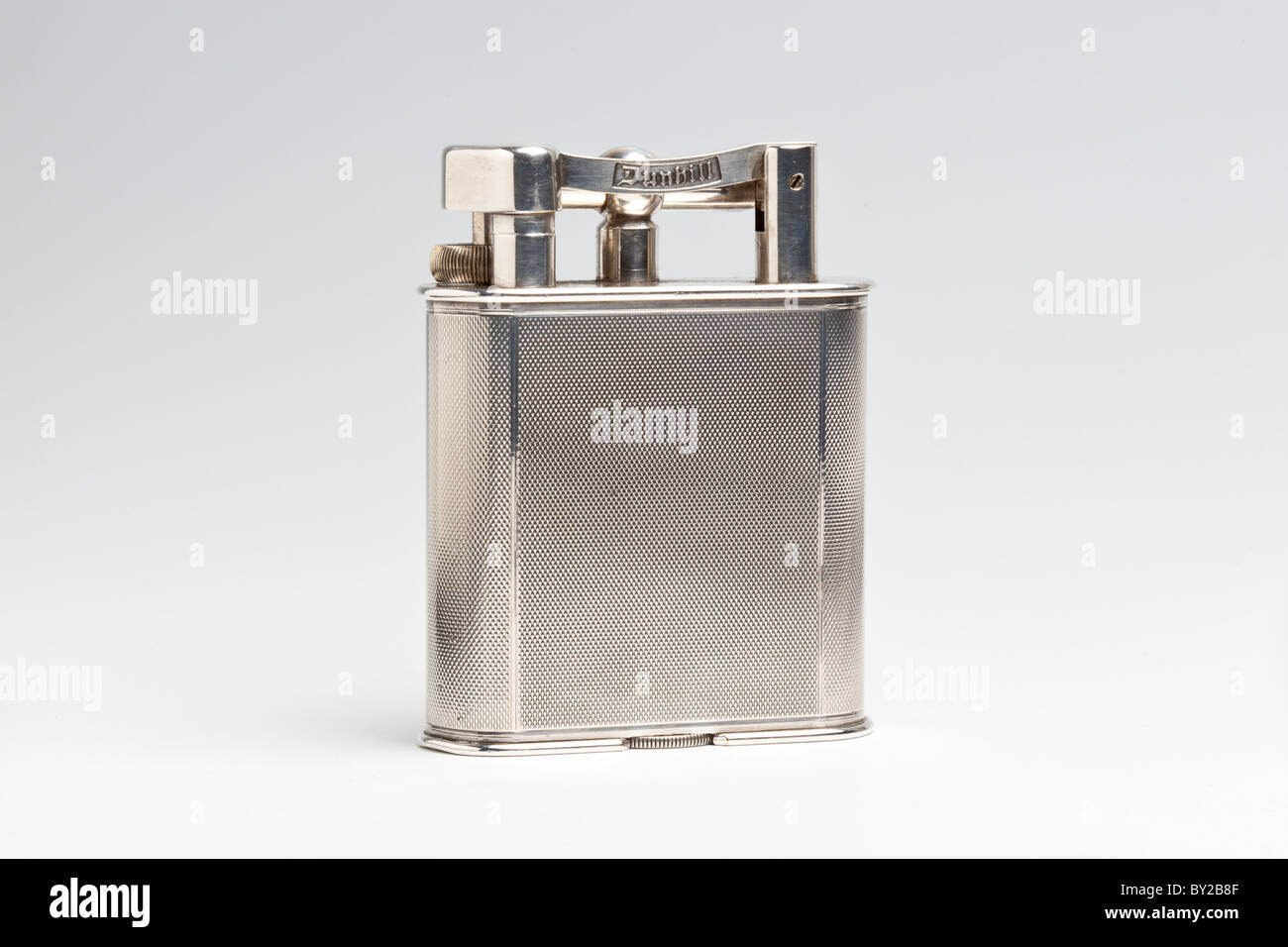 Silver-plated table lighter by Dunhill, London Stock Photo