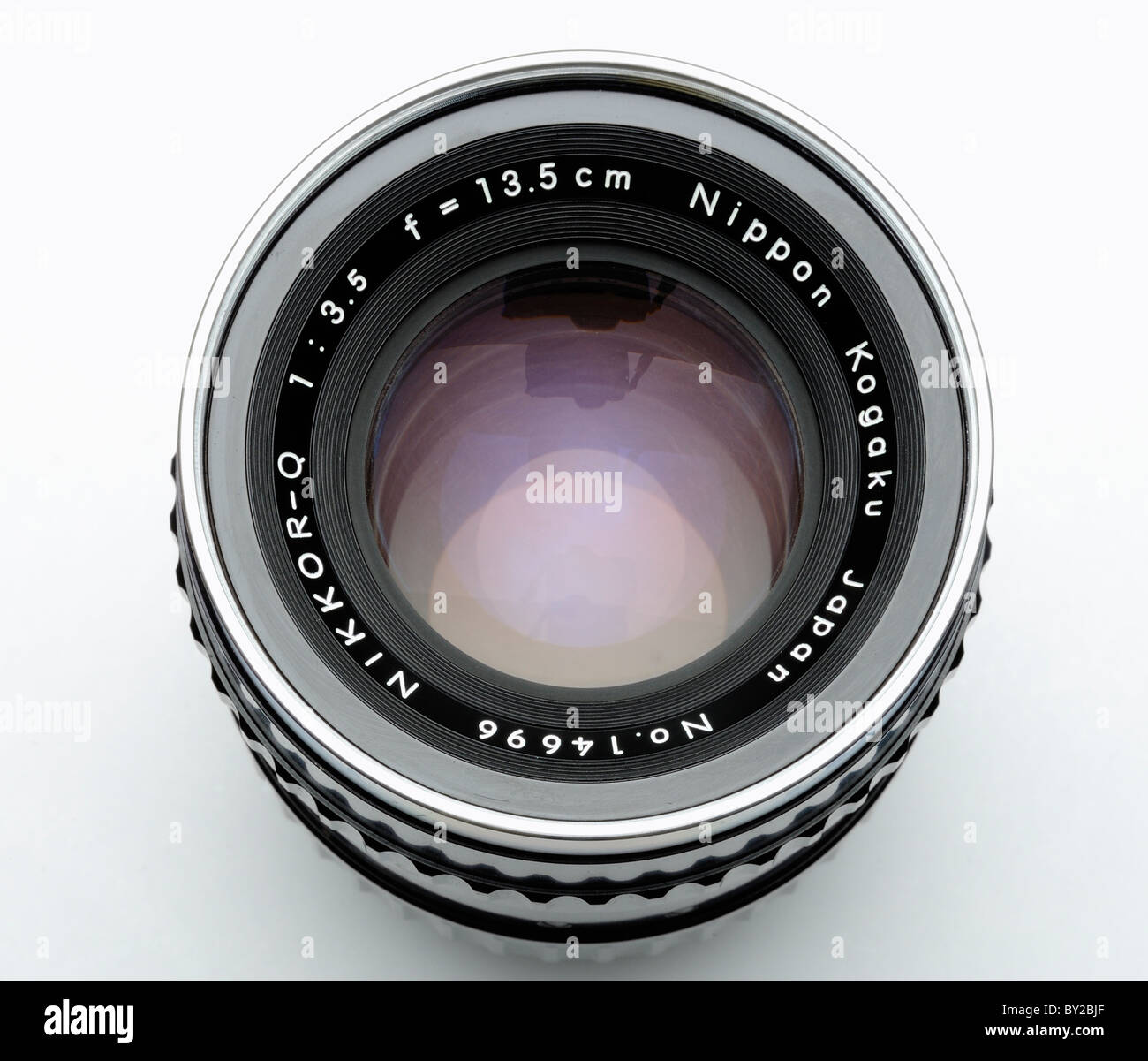 Camera lens as viewed from subject looking through the front glass Stock Photo