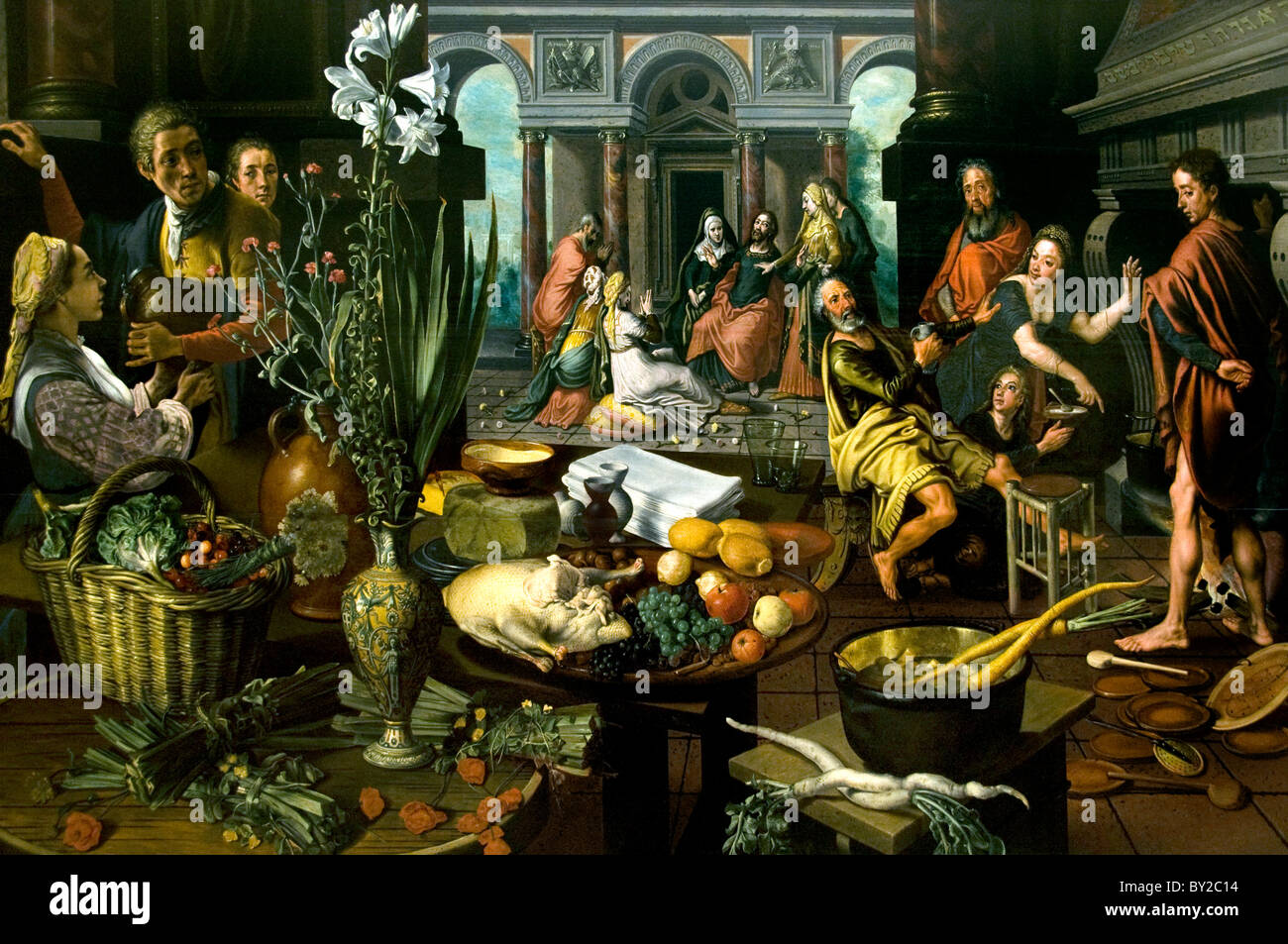 Christ in the house of Martha and Mary 1553 Pieter Aertsen  (1508/09 - 1575 Amsterdam) The, Netherlands, Dutch, Stock Photo