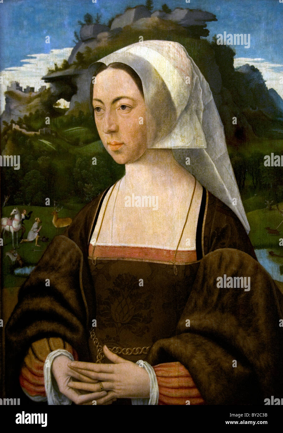 Portrait of an Unknown Woman, 1525 ,Jan Janz Mostaert, Haarlem 1474 -1555/56, Dutch, The Netherlands Stock Photo