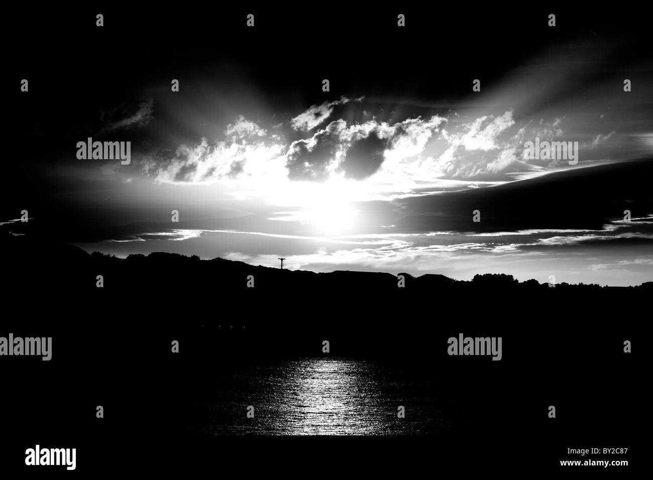 Cloudy english sunset Black and White Stock Photos & Images - Alamy
