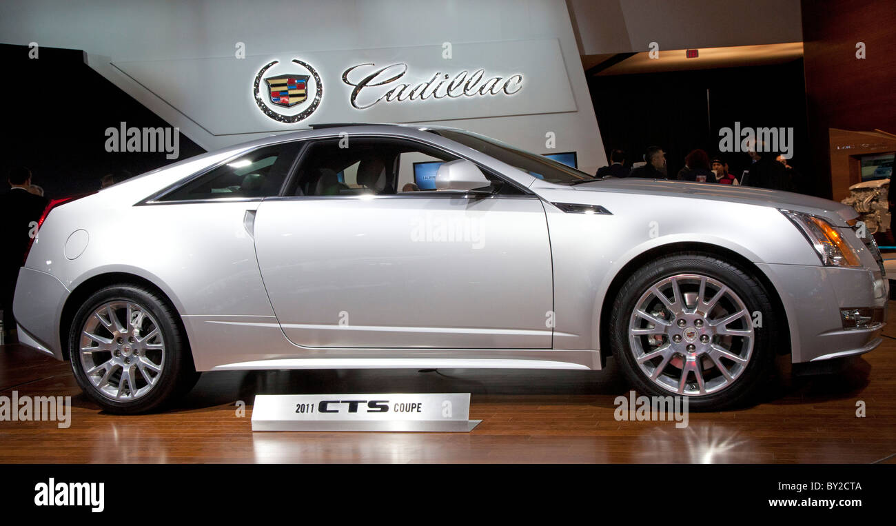 Detroit, Michigan - The 2011 Cadillac CTS Coupe on display at the North American International Auto Show. Stock Photo