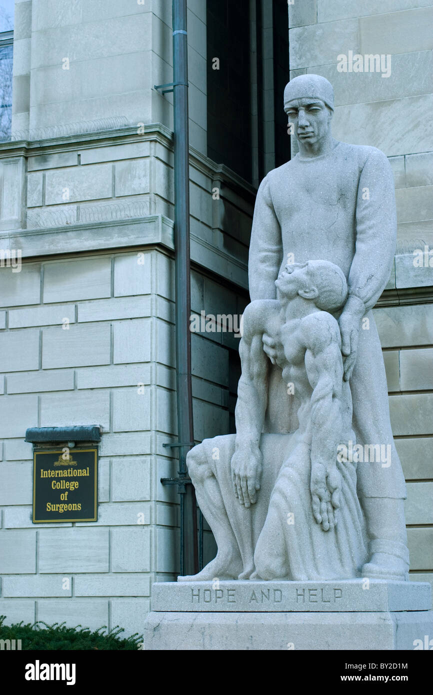 Hope and Help statue are in front of International Museum of Surgical Science International College of Surgeons Chicago Illinois Stock Photo