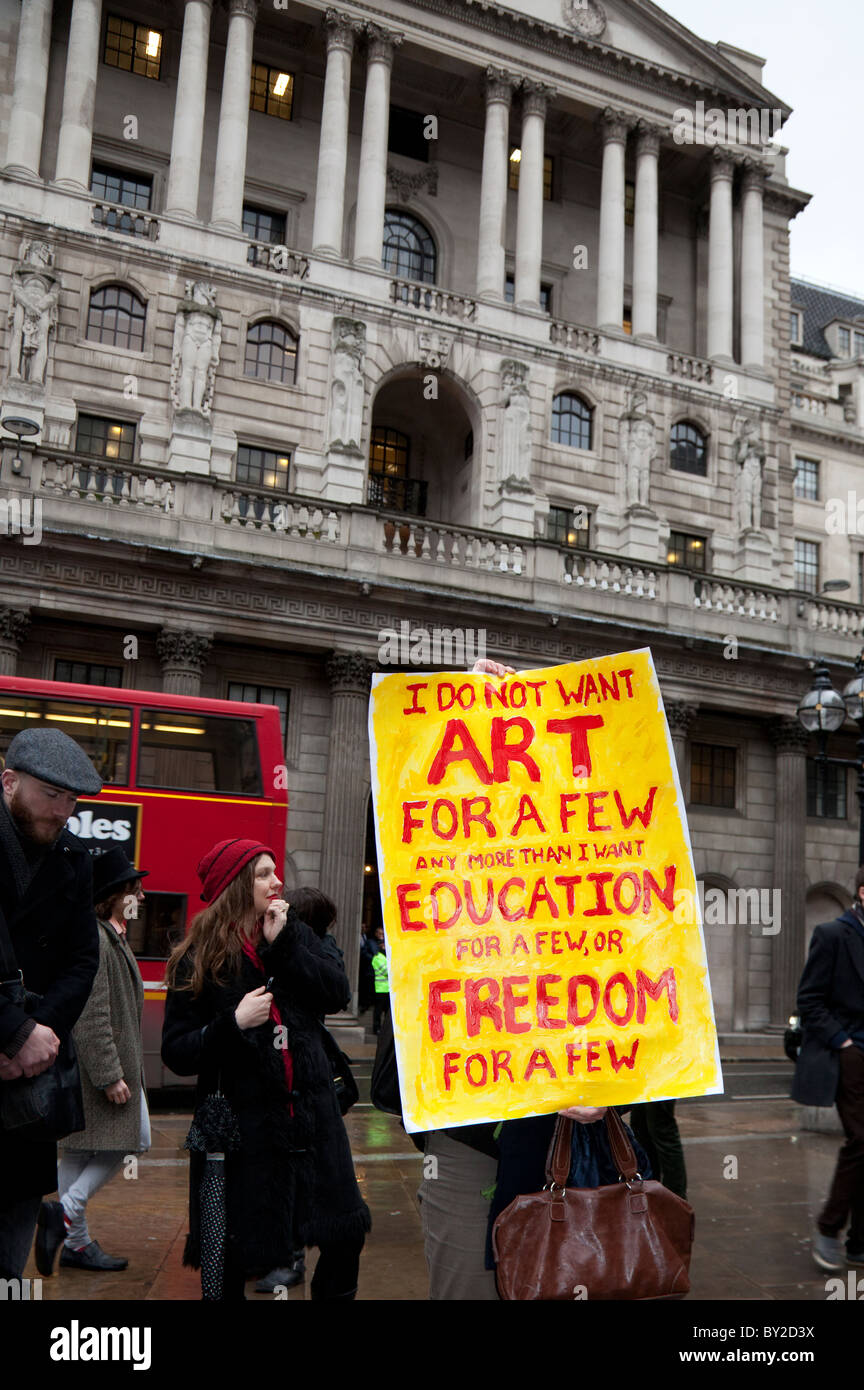 UK Uncut protest against government spending cuts outside Bank of England, London Stock Photo