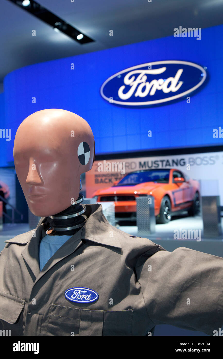 Detroit, Michigan - A Ford crash test dummy on display at the North American International Auto Show. Stock Photo
