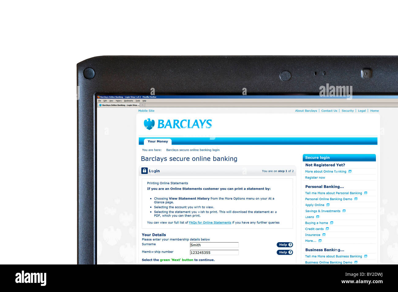 Logging on to Internet Banking on the Barclays Bank site, UK Stock Photo -  Alamy