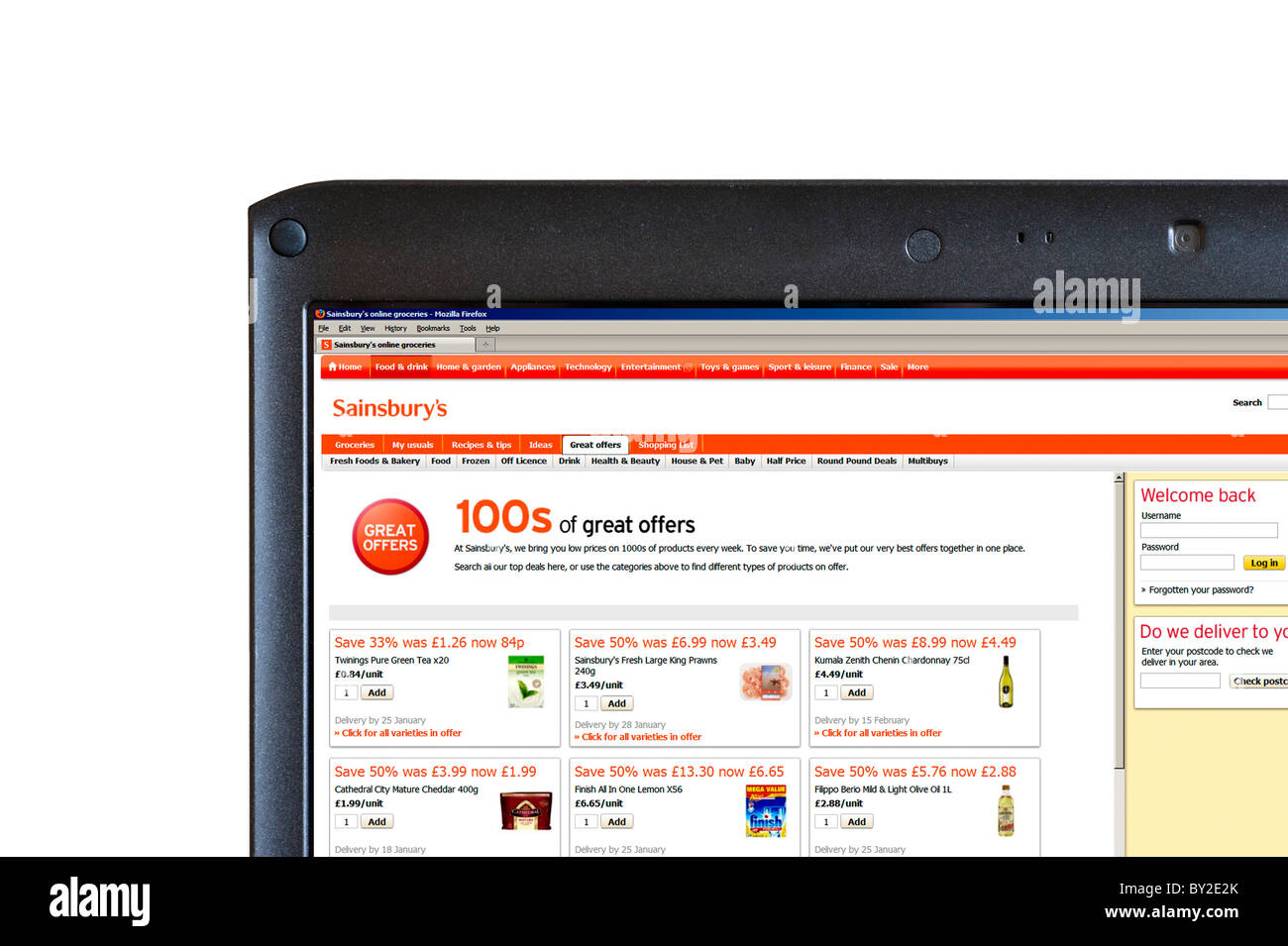 Shopping online for home delivery at Sainsbury's, UK Stock Photo Alamy