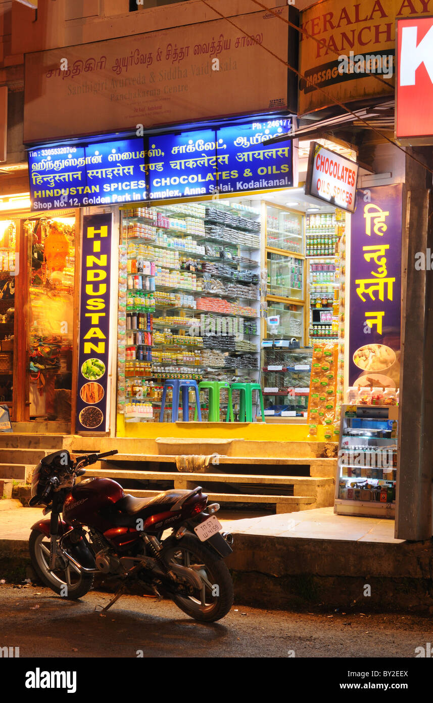 An Indian spice shop in Kodaicanal at night Stock Photo Alamy
