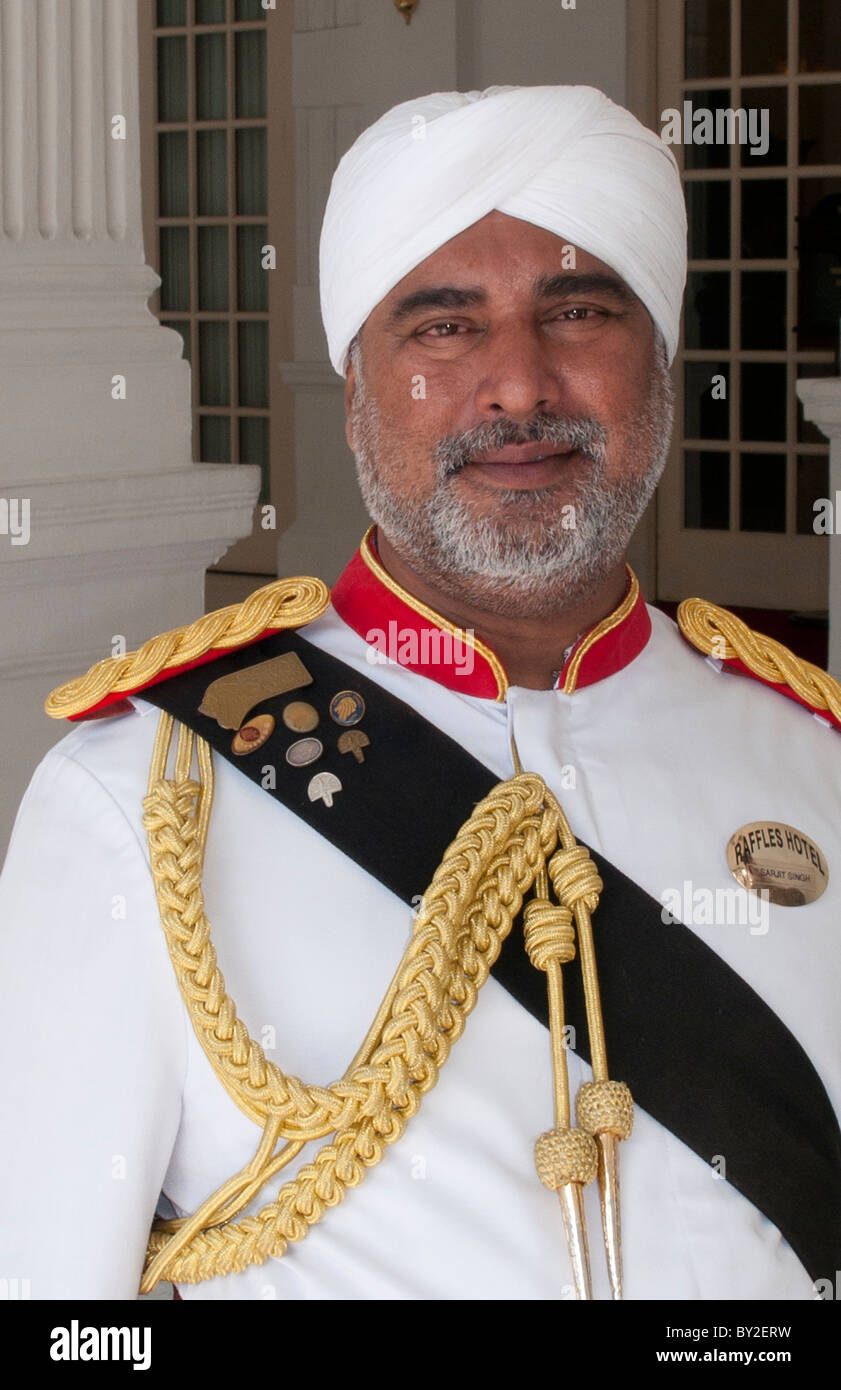 Singapore Doorman At The Exclusive World Famous Raffles Hotel