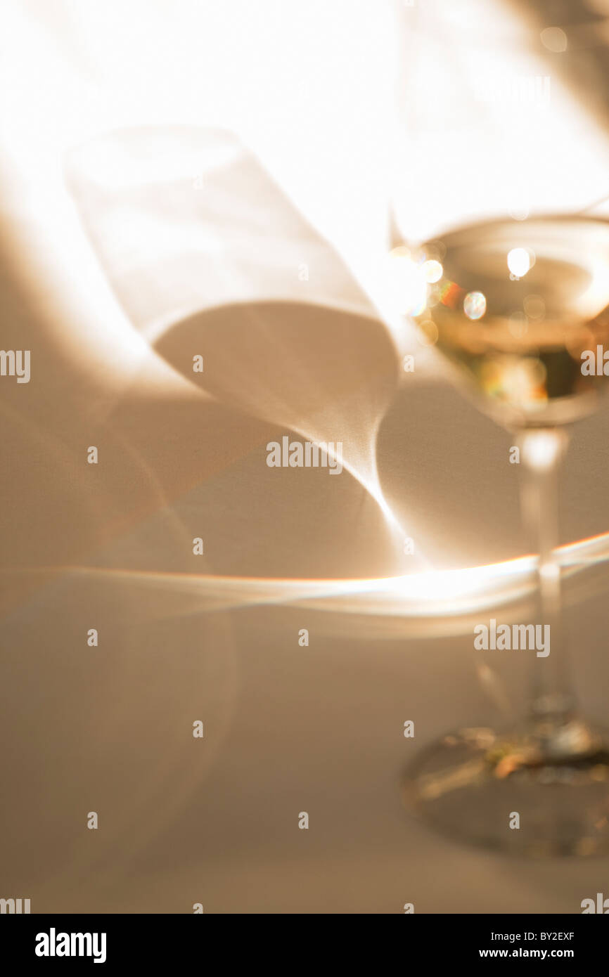 wine glass casting a shadow Stock Photo