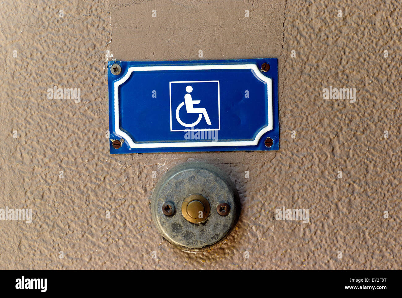 A bell for wheelchair users Stock Photo