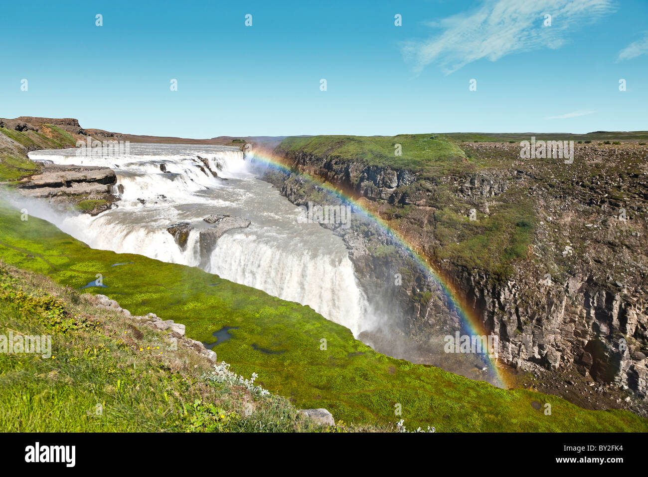 The famous Gullfoss waterfall in Iceland. Gullfoss is one of the most visited tourist attractions in Iceland. Stock Photo