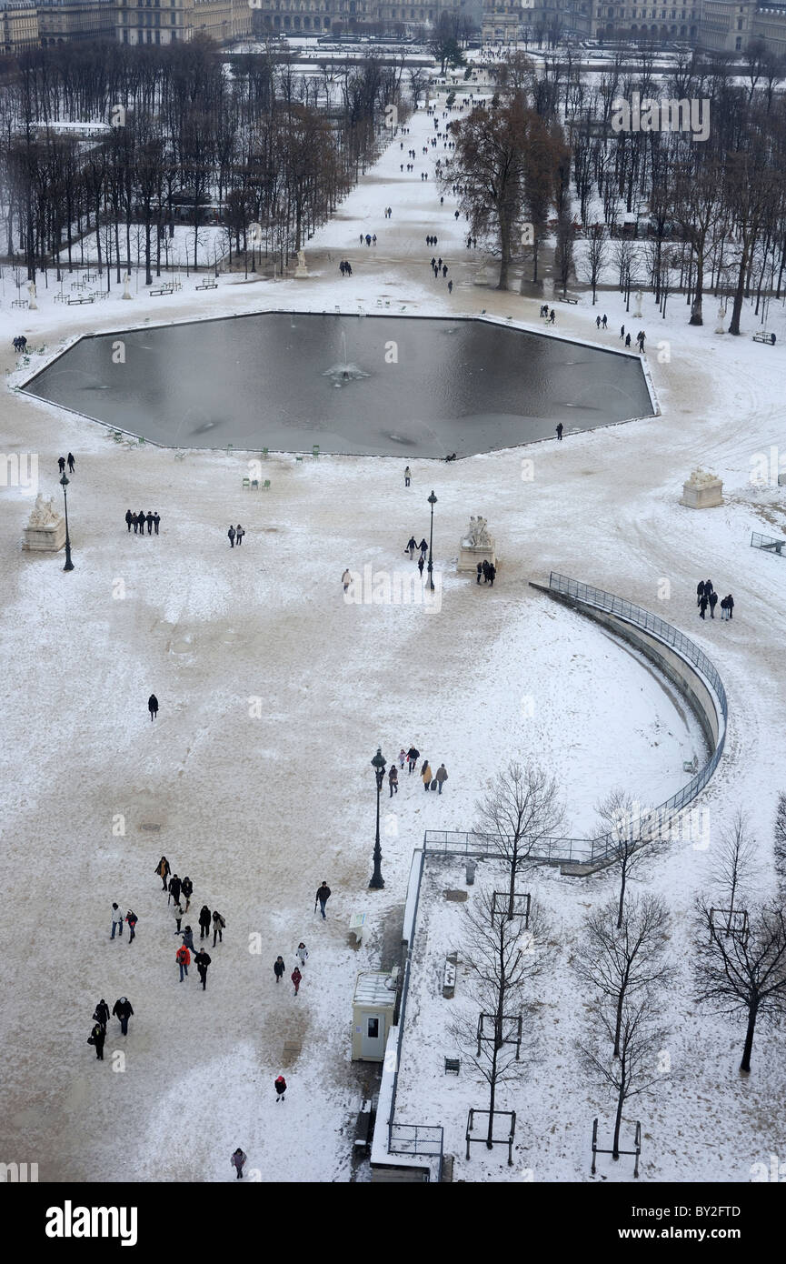 Aerial view of  Tuilleries garden in winter time, paris, france Stock Photo