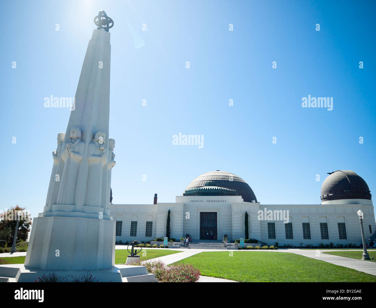 Astronomers Monument at Griffith Park Observatory Los Angeles Hollywood Stock Photo