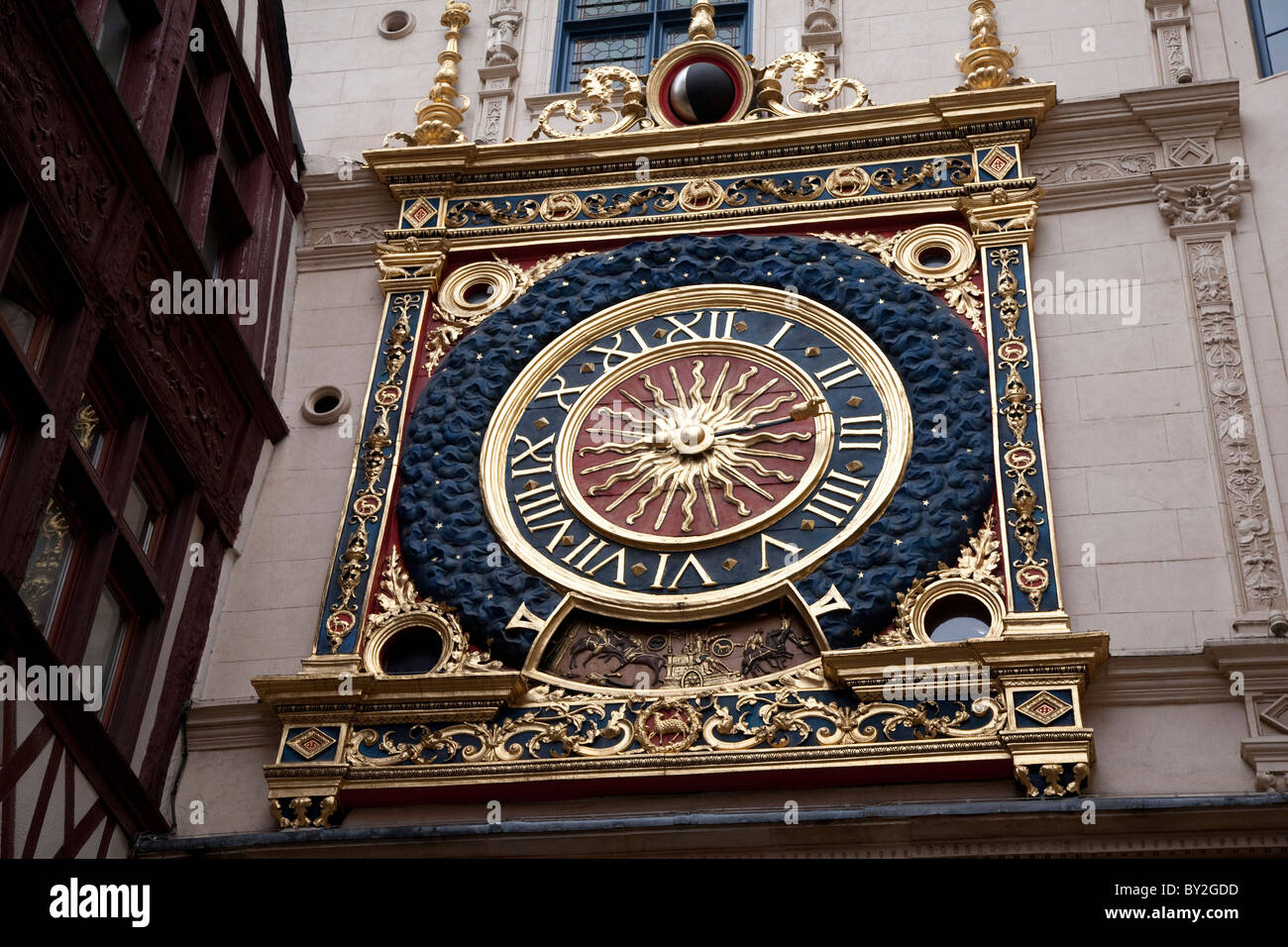 Gros Horloge Medieval Clock in Rouen, France Stock Photo Alamy