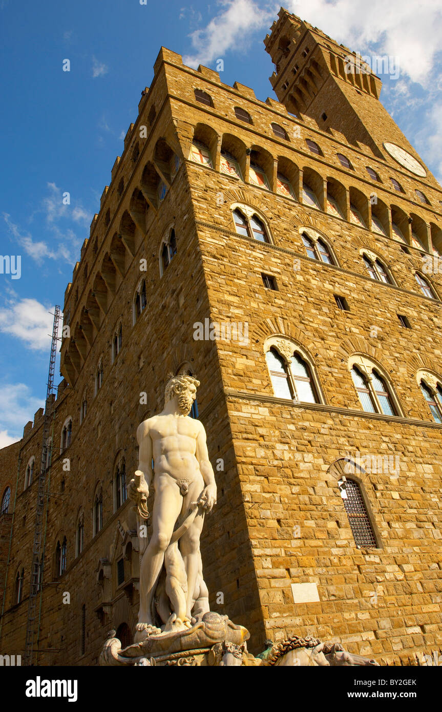 Fountain & Statue of Neptune - Plazza Della Signora - Florence Italy. Stock Photo