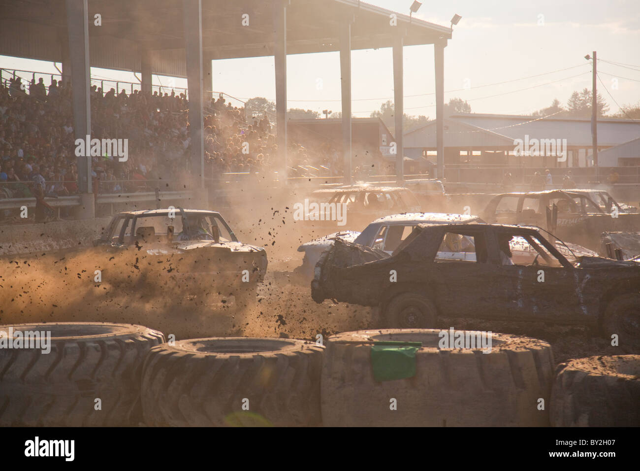 Demolition derby at county fair in PA Stock Photo Alamy