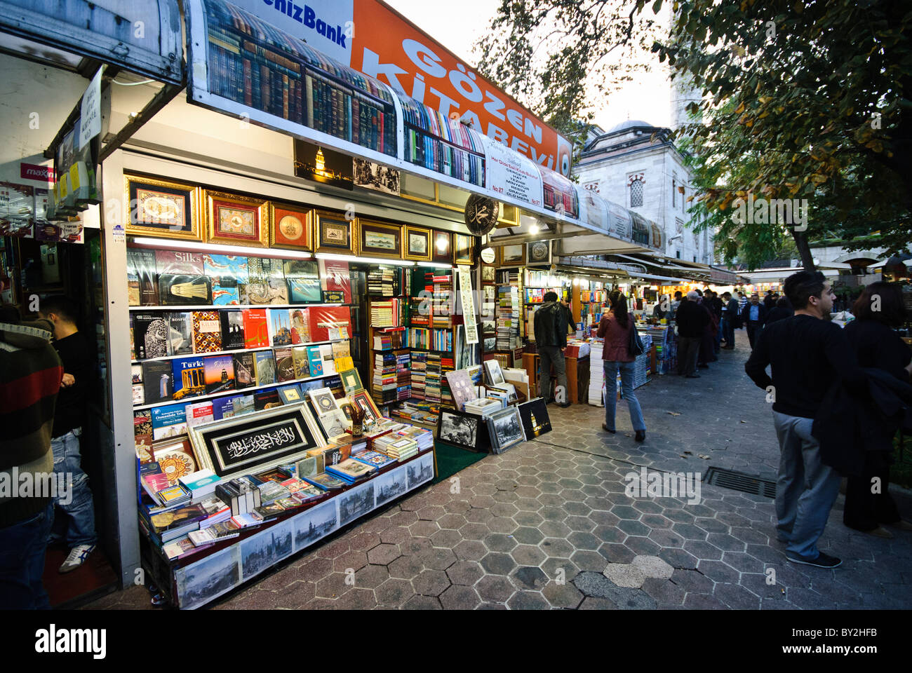 The historic Sahaflar Carsisi, next to Istanbul's Grand Bazaar, has sold books and literature for centuries. Stock Photo