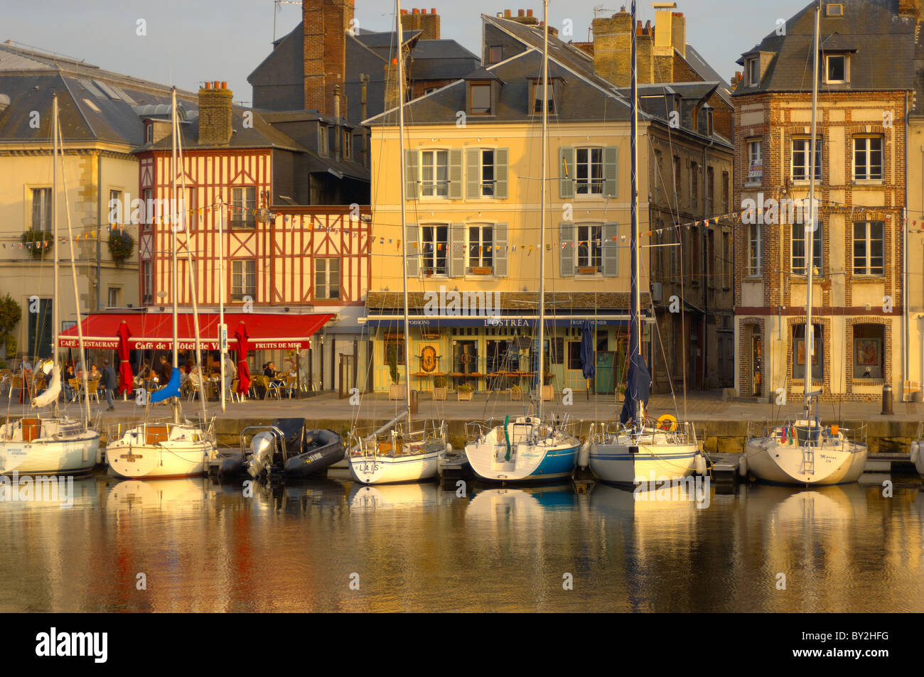 harbour scene with yaughts. Honfleur, Normandy, France. Stock Photo