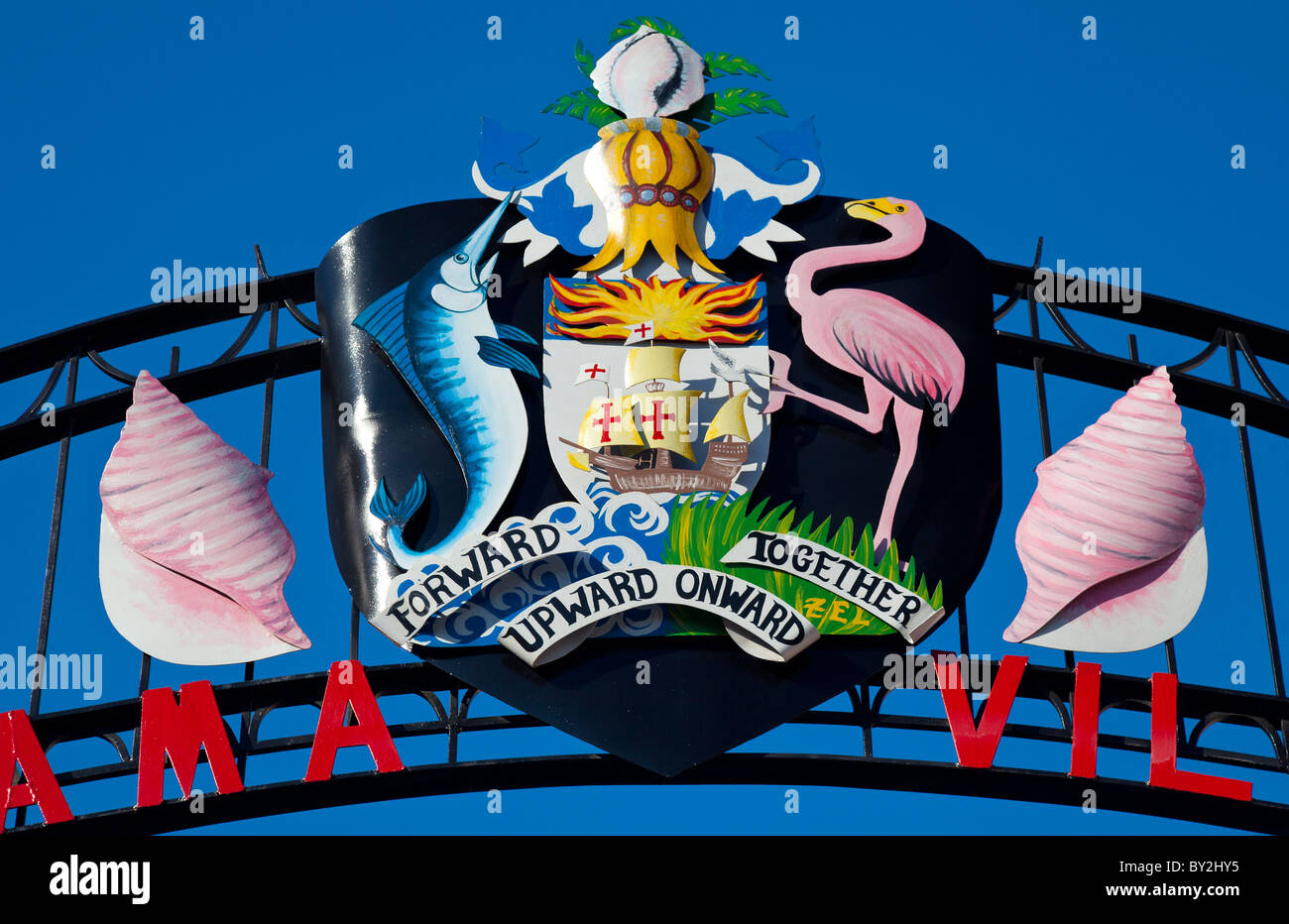 Colourful gateway to Bahama Village in Key West, Florida, USA Stock