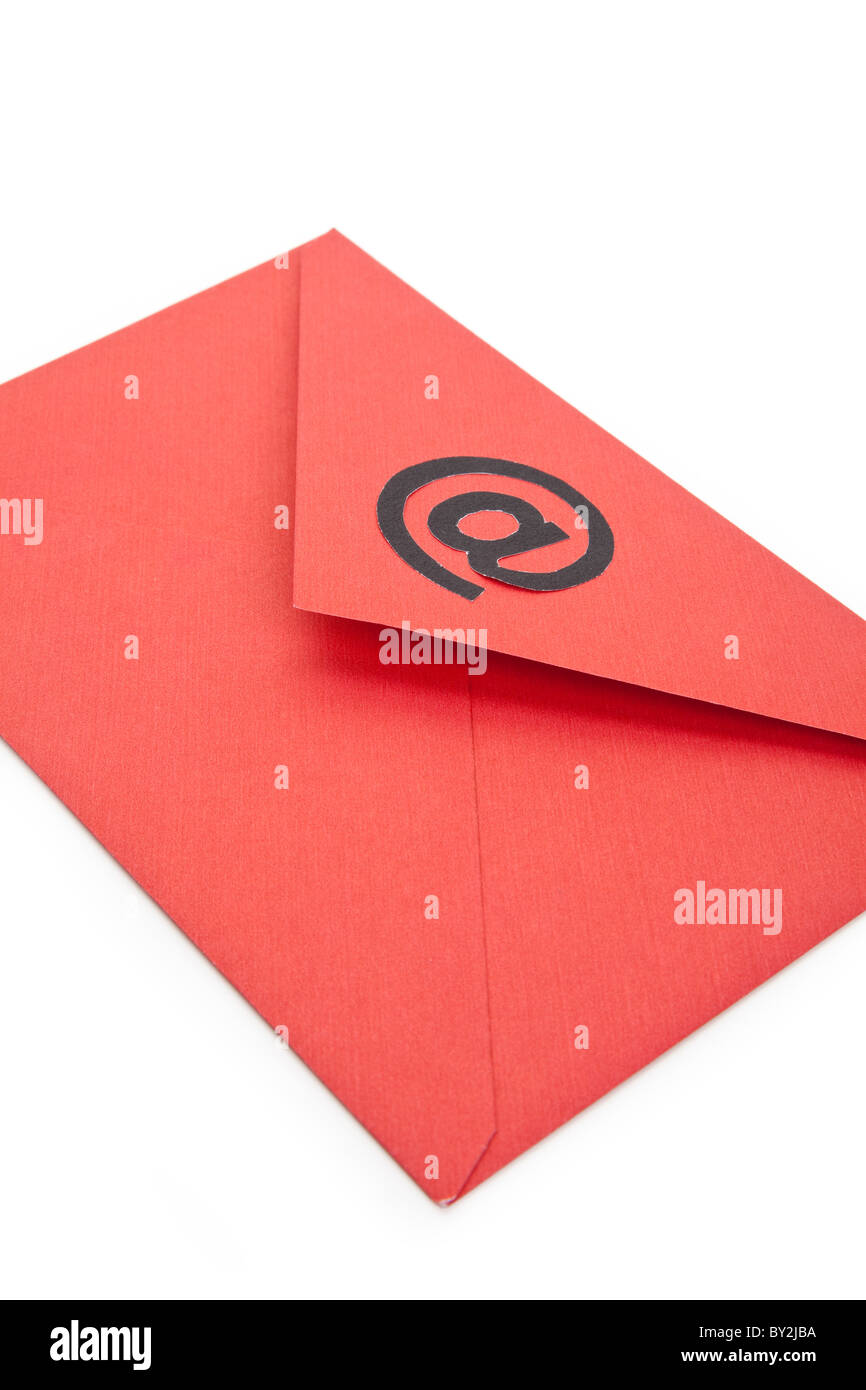Red Envelope with @ Symbol, concept of E-Mail Stock Photo - Alamy