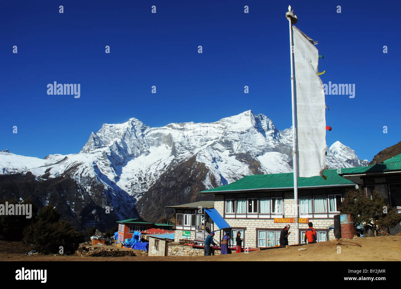 A guest house on the Everest trek in Nepal Stock Photo