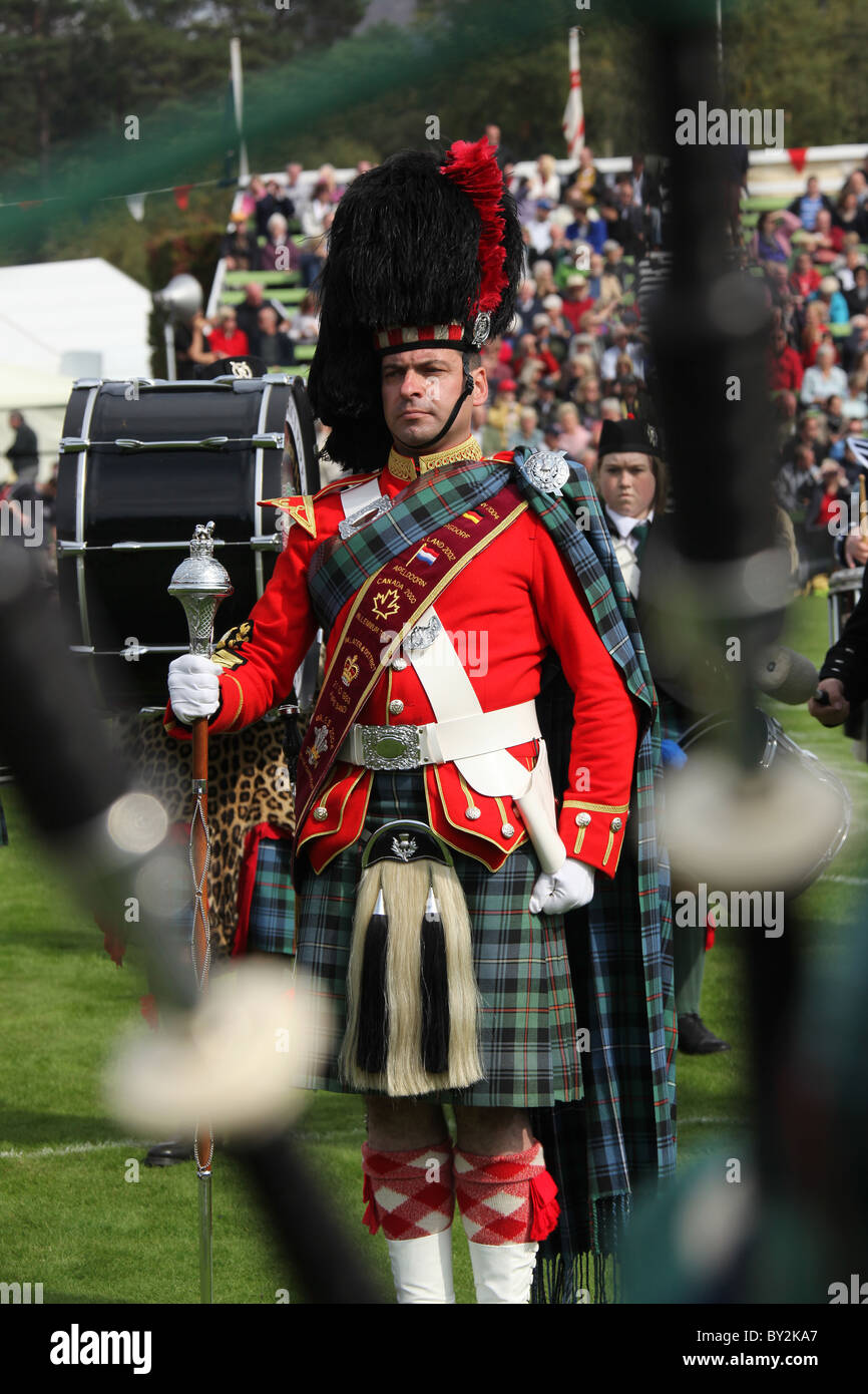 Village of Braemar, Scotland. Drum Major from the Ballater & District