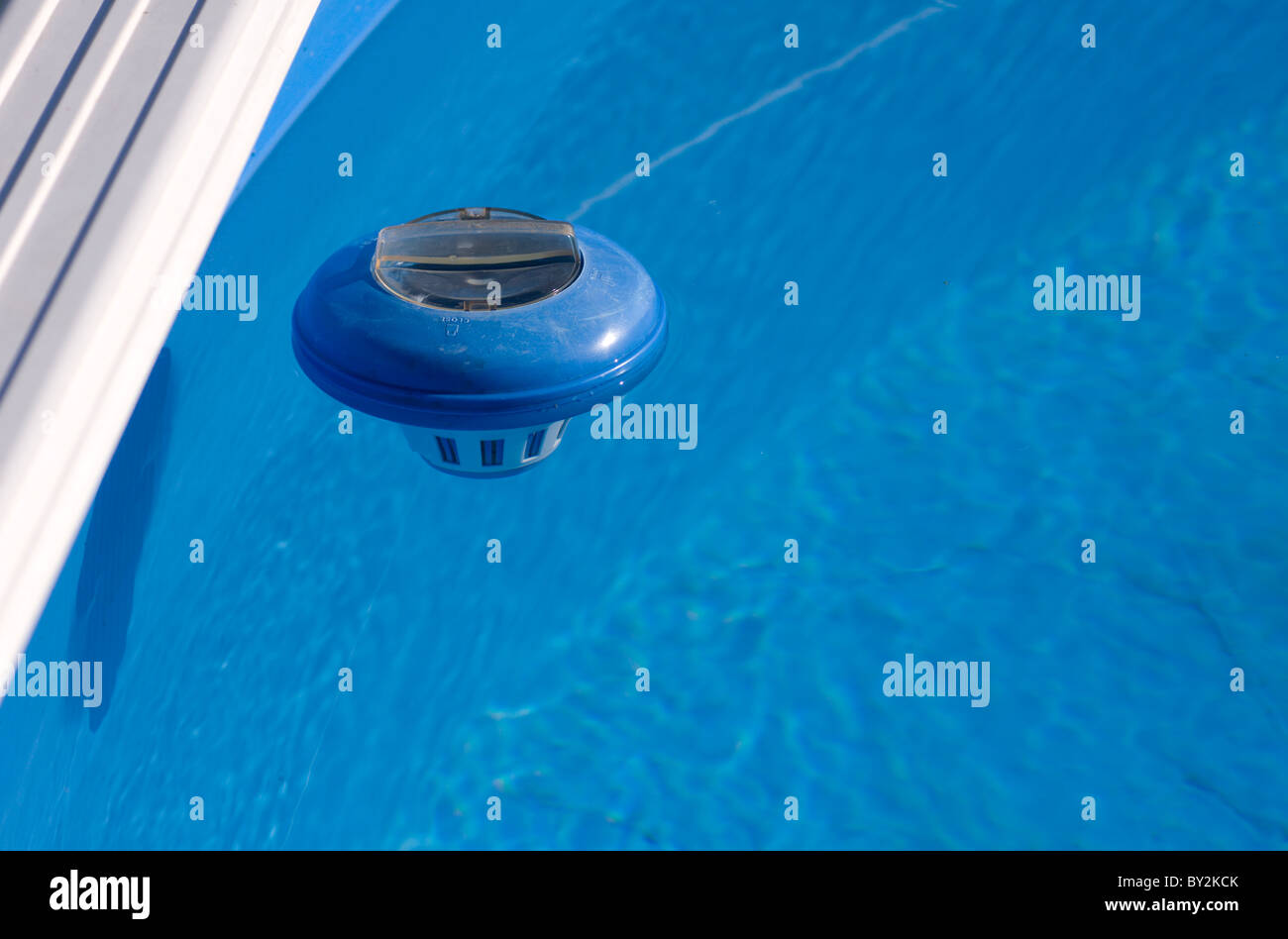 Closeup of the chlorine distributor in the pool. Stock Photo