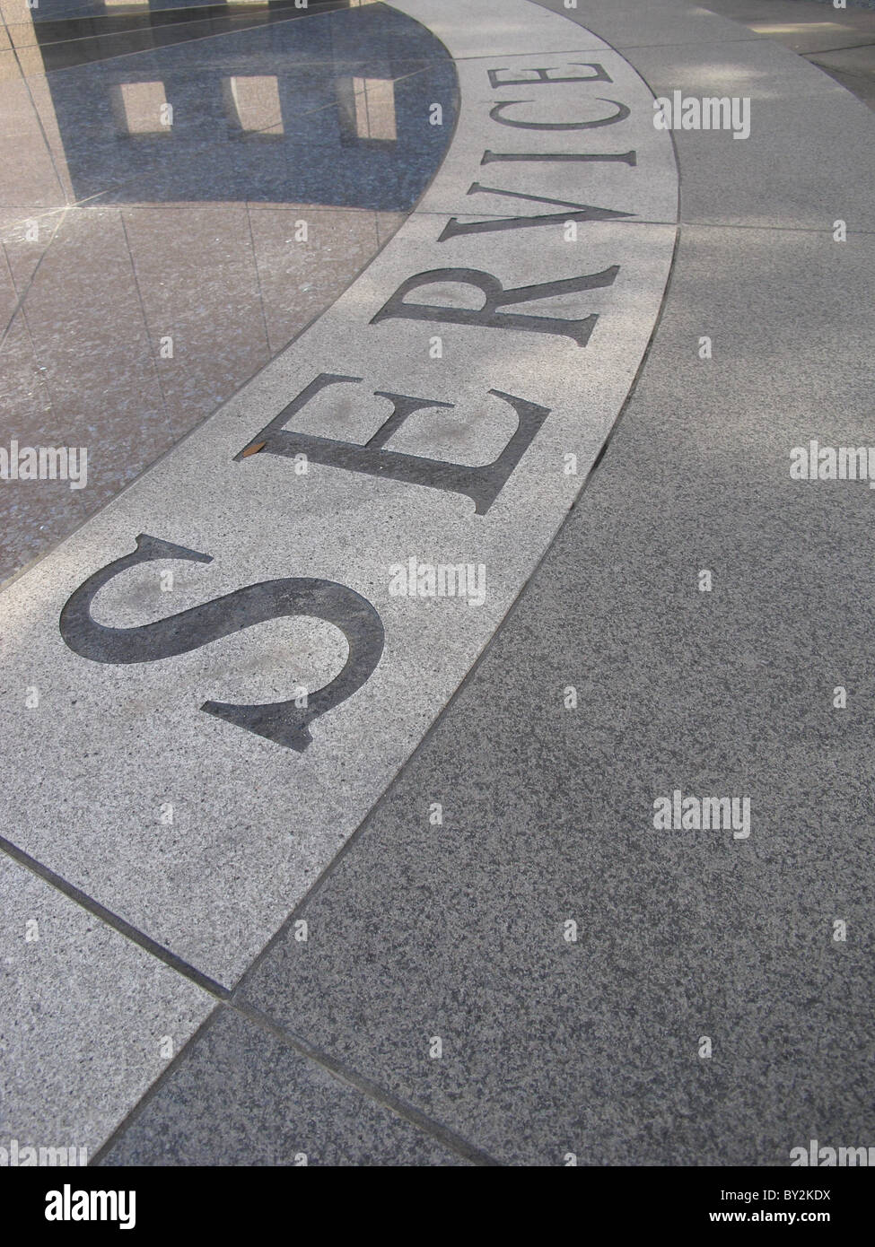 Service, engraved in granite at the Texas Peace Officers Memorial in Austin Stock Photo