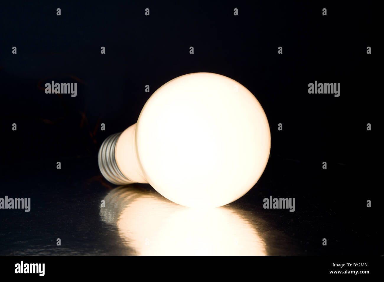 Bright Light Bulb close up shot Stock Photo