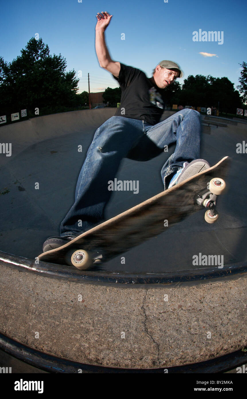 a man skateboarding. Stock Photo