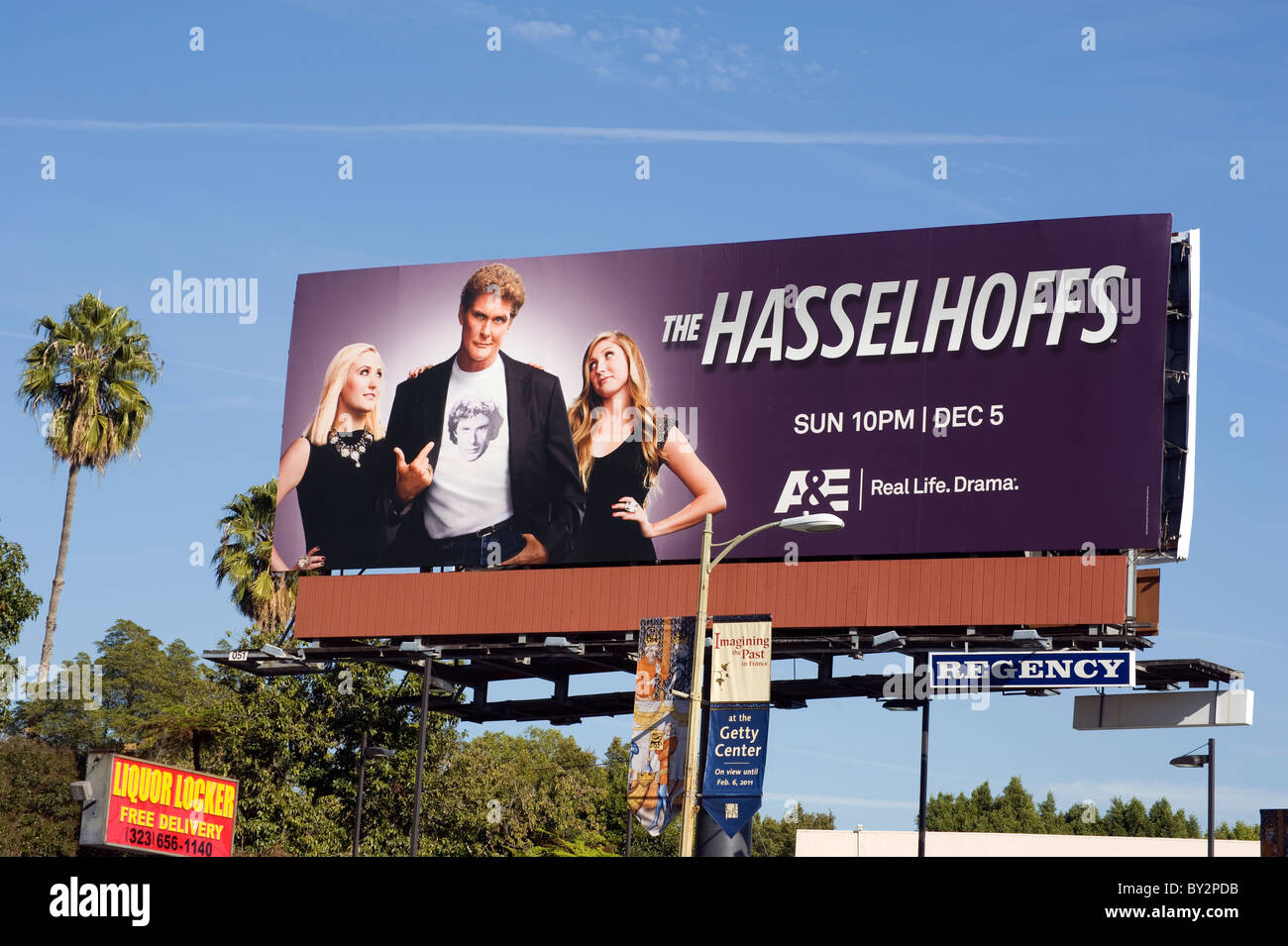 Billboard on the Sunset Strip for The Hasselhoffs reality television show on A&E Network Stock Photo