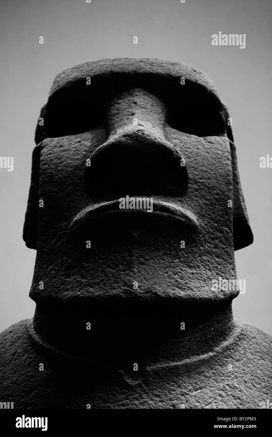 A Moai, Hoa Hakananai'a Easter Island statue, AD 1000, at The British