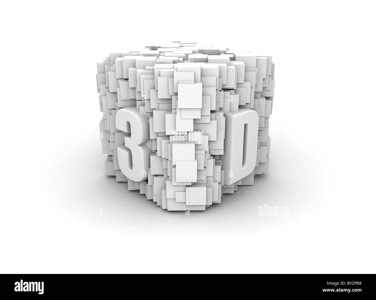 3D printed on many abstract cubes Stock Photo