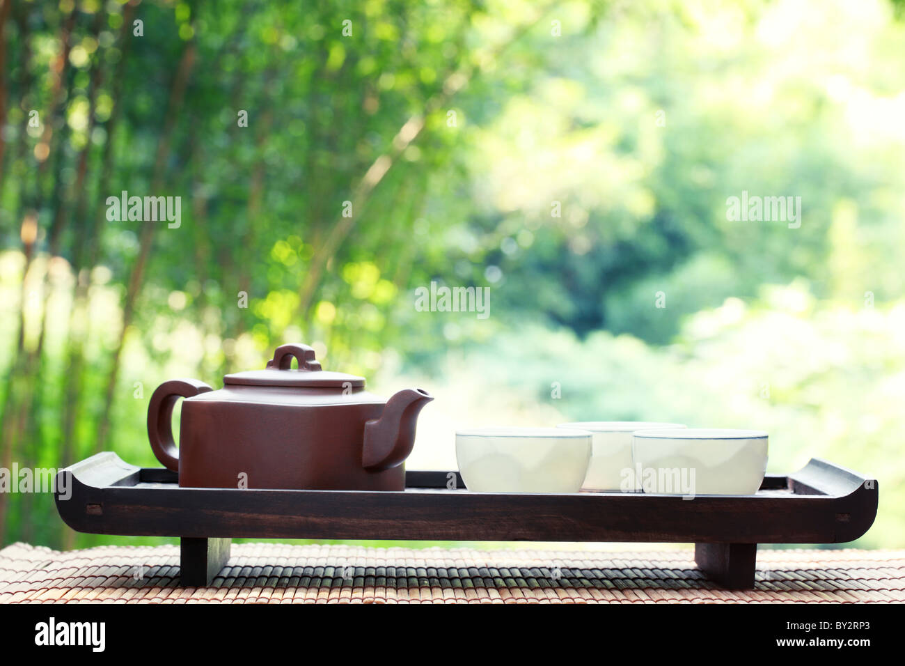 Classical asian tea set at outdoors Stock Photo