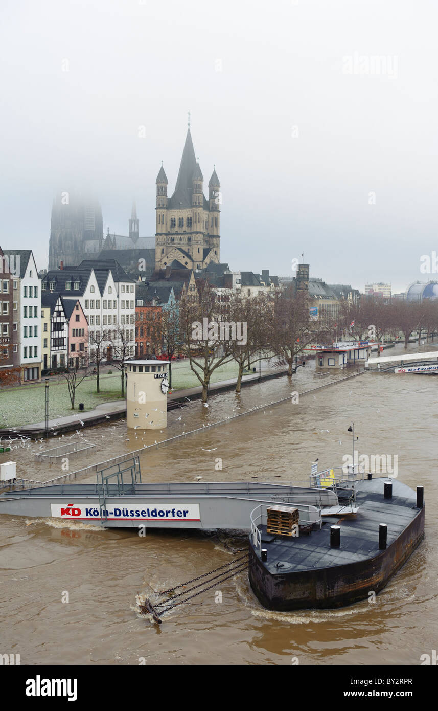 The Flooded City of Cologne in 2011 Stock Photo