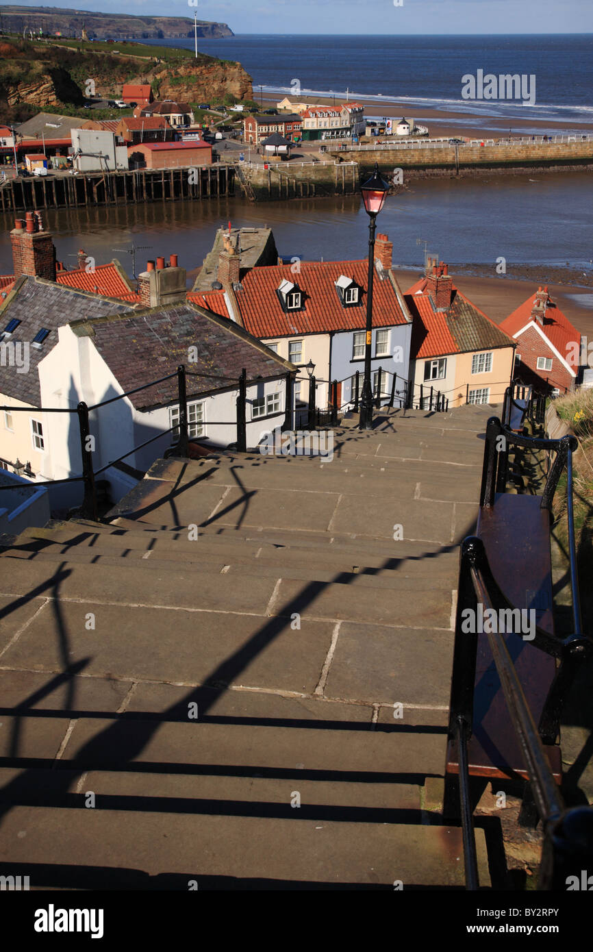 Looking down the 199 steps at Whitby North Yorkshire Stock Photo - Alamy