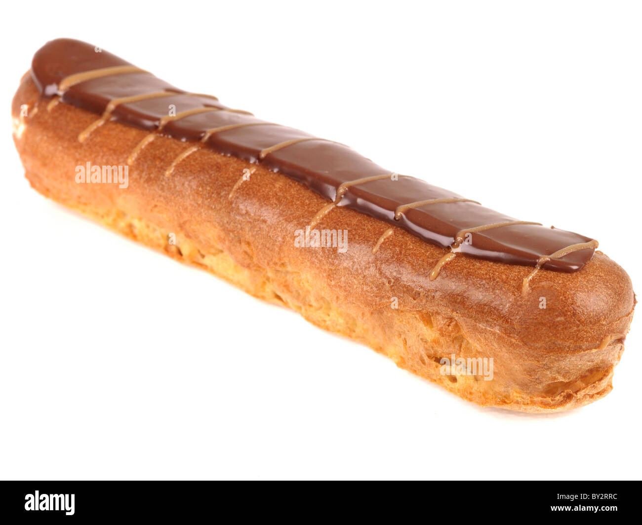 Freshly Baked Tasty Chocolate Eclair Choux Pastry Desserts Buns Isolated Against A White Background With Copy Space A Clipping Path And No People Stock Photo