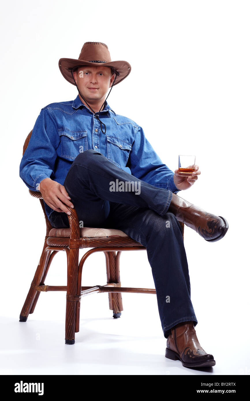 Cowboy drinking whiskey hi-res stock photography and images - Alamy