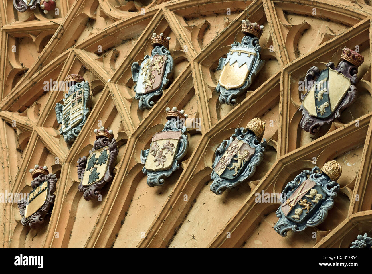 UK Oxford Ceiling Mounted Emblems Tom Tower Stock Photo