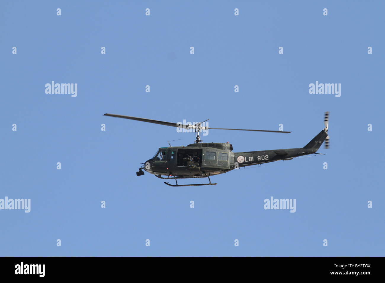 Tunisian Army Helicopter during revolution Stock Photo
