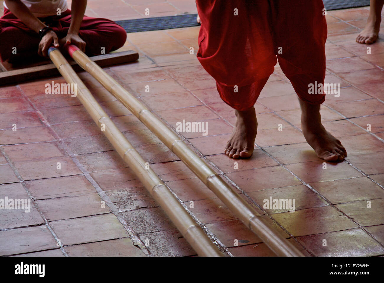 Traditional bamboo dancing at the 'Thai Cultural Centre' at the Rose ...