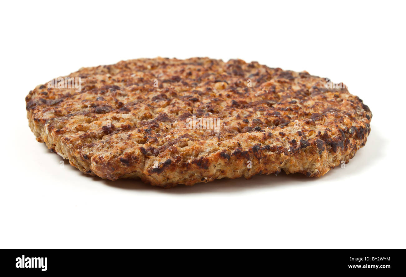 Cooked minced beef burger isolated on white background Stock Photo