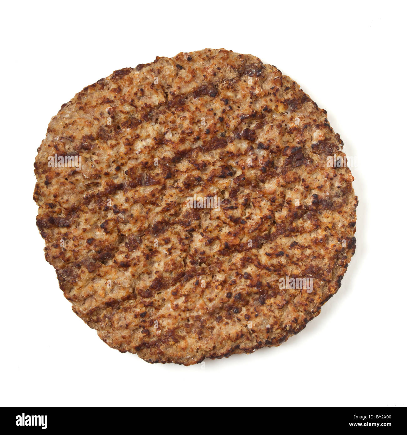 Cooked minced beef burger isolated on white background Stock Photo