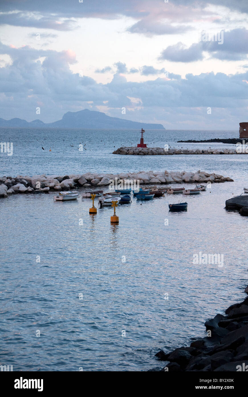 Naples Harbour, Italy with Sorrento in the distance Stock Photo
