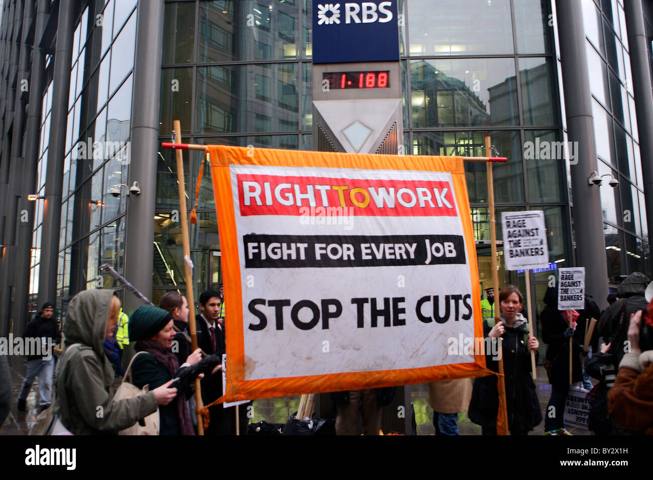 Rage against the bankers protest RBS London Stock Photo - Alamy