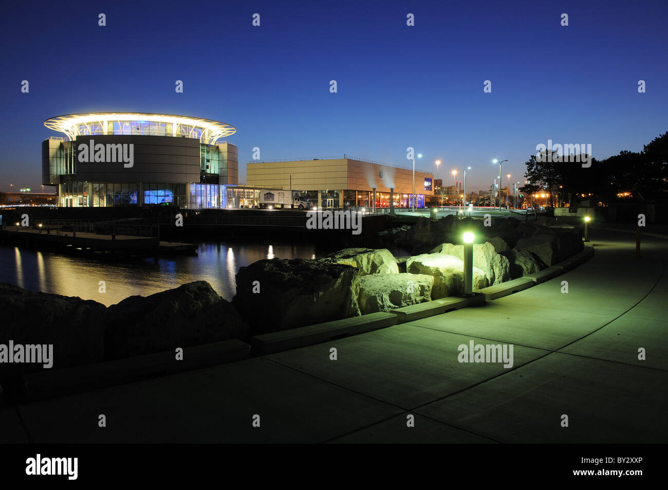 Milwaukee Skyline at night Stock Photo